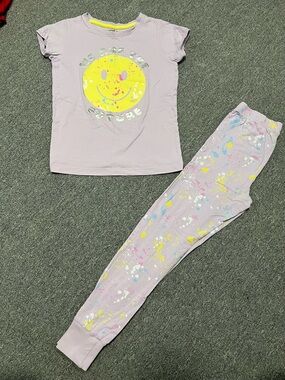 George Lavender Pajama Set with Yellow Smile and Multicolor Splatters
